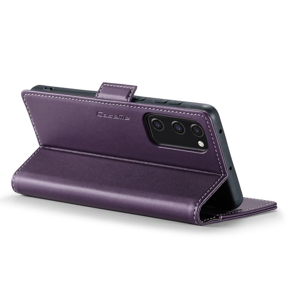 CASEME 023 Series for Samsung Galaxy S20 FE / S20 FE 5G / S20 FE 2022 / S20 Lite Phone Leather Case RFID Blocking Wallet Cover - Purple