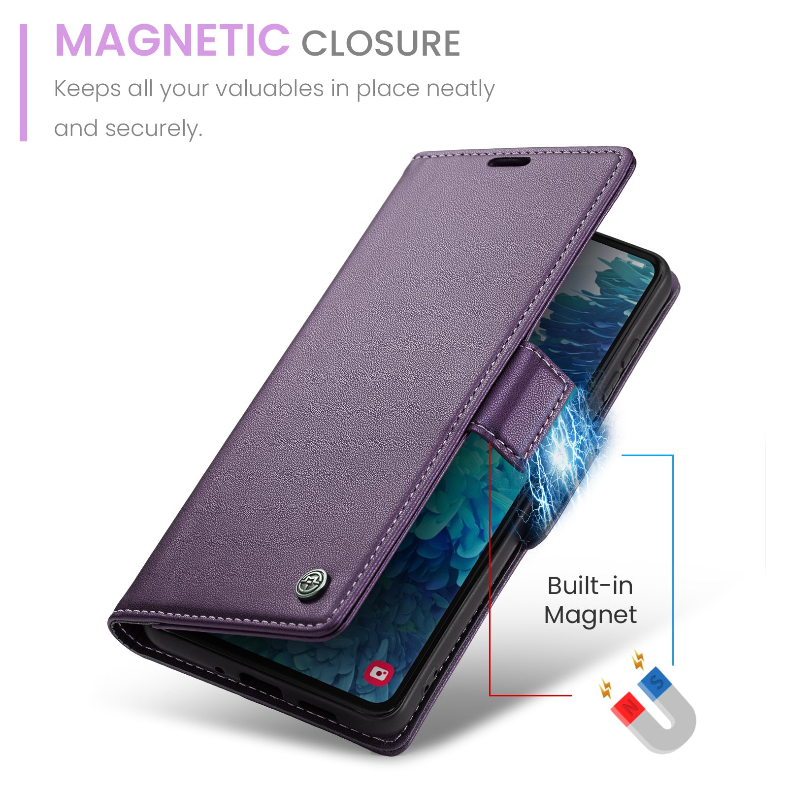 CASEME 023 Series for Samsung Galaxy S20 FE / S20 FE 5G / S20 FE 2022 / S20 Lite Phone Leather Case RFID Blocking Wallet Cover - Purple