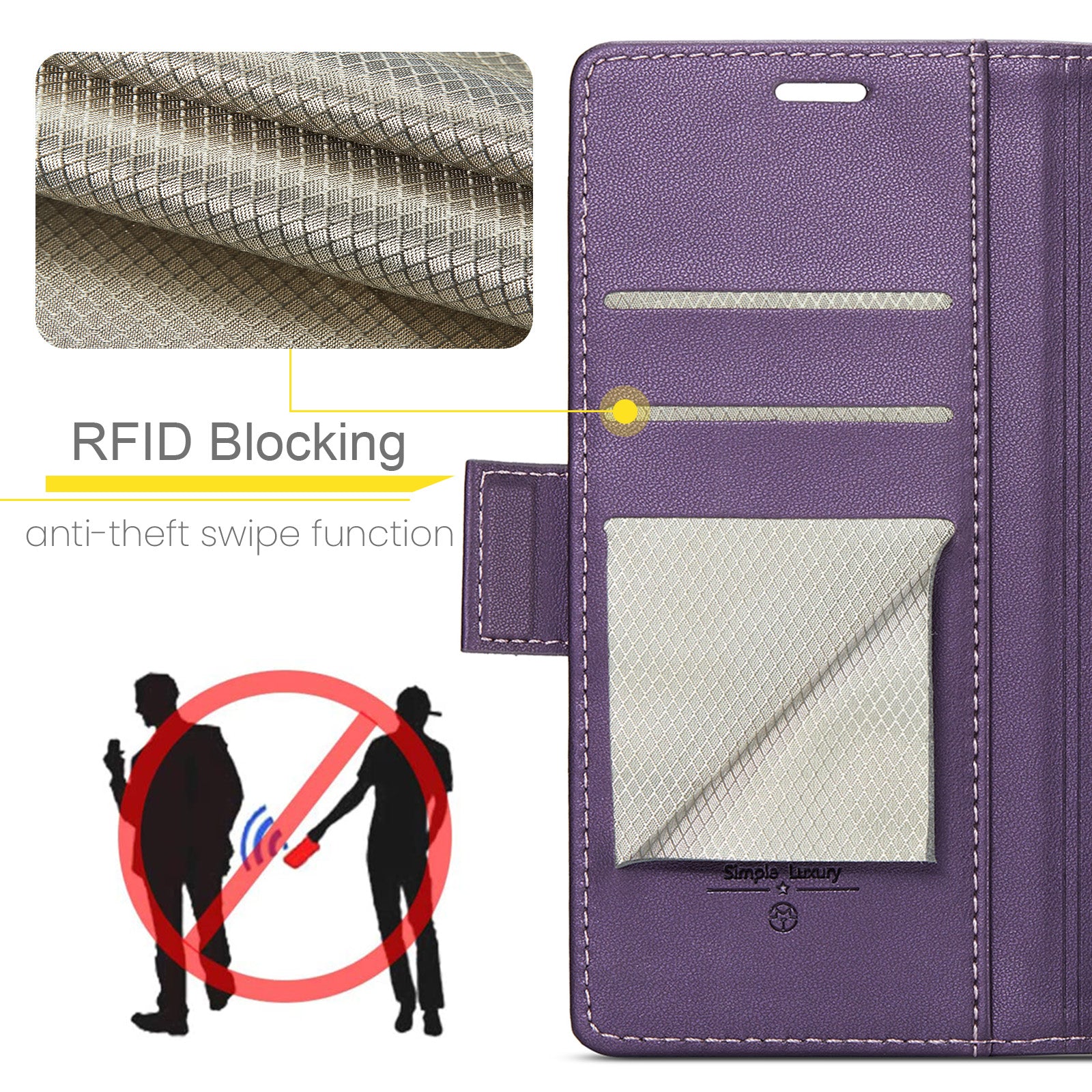 CASEME 023 Series for Samsung Galaxy S20 FE / S20 FE 5G / S20 FE 2022 / S20 Lite Phone Leather Case RFID Blocking Wallet Cover - Purple