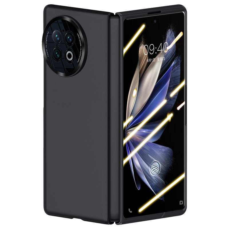 Skin-touch Phone Case for vivo X Fold2 , Hard PC Cover with Tempered Glass Film (Support Fingerprint Unlock) - Black