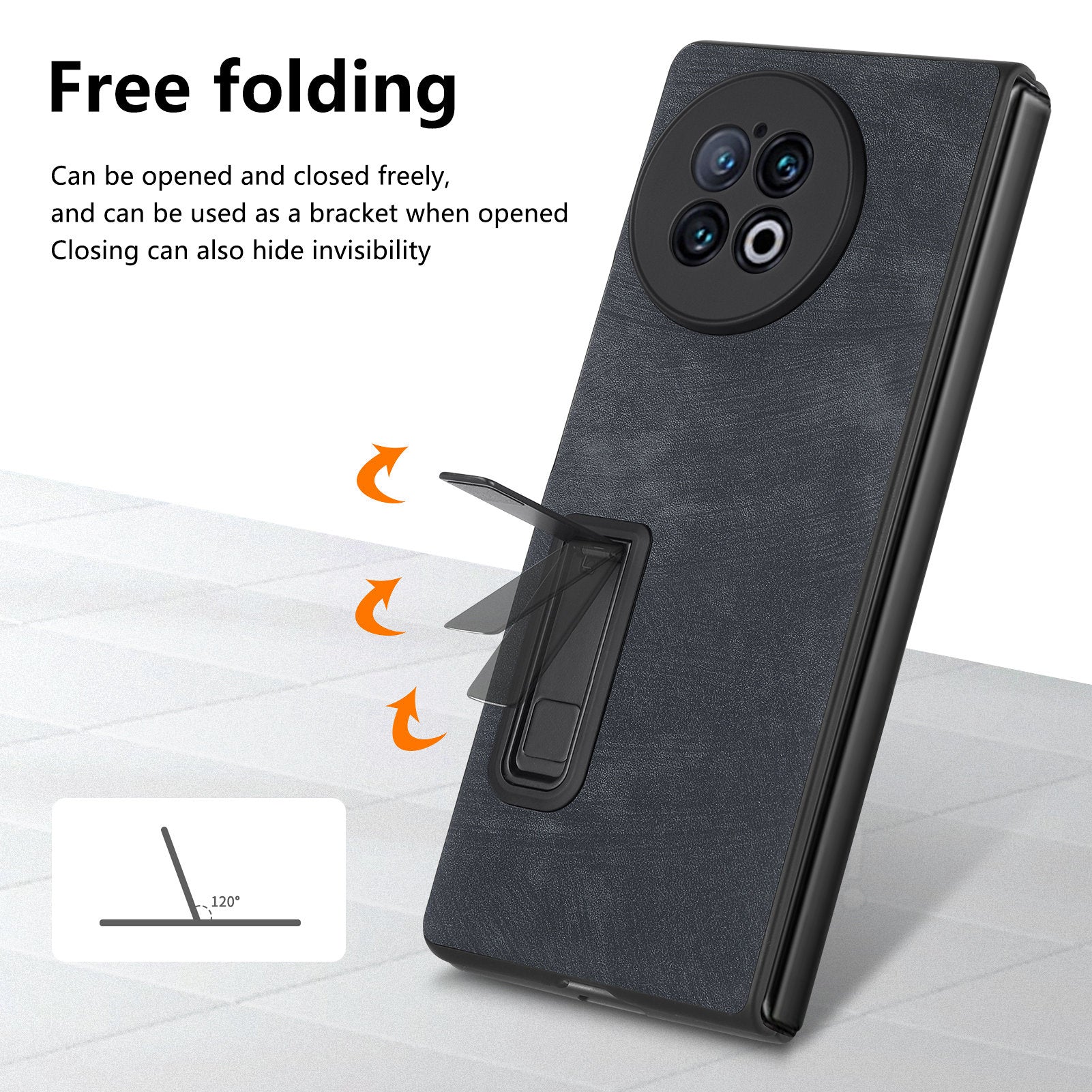 For vivo X Fold2 Kickstand Phone Case Vintage PU Leather+PC Cover with Tempered Glass Film - Black