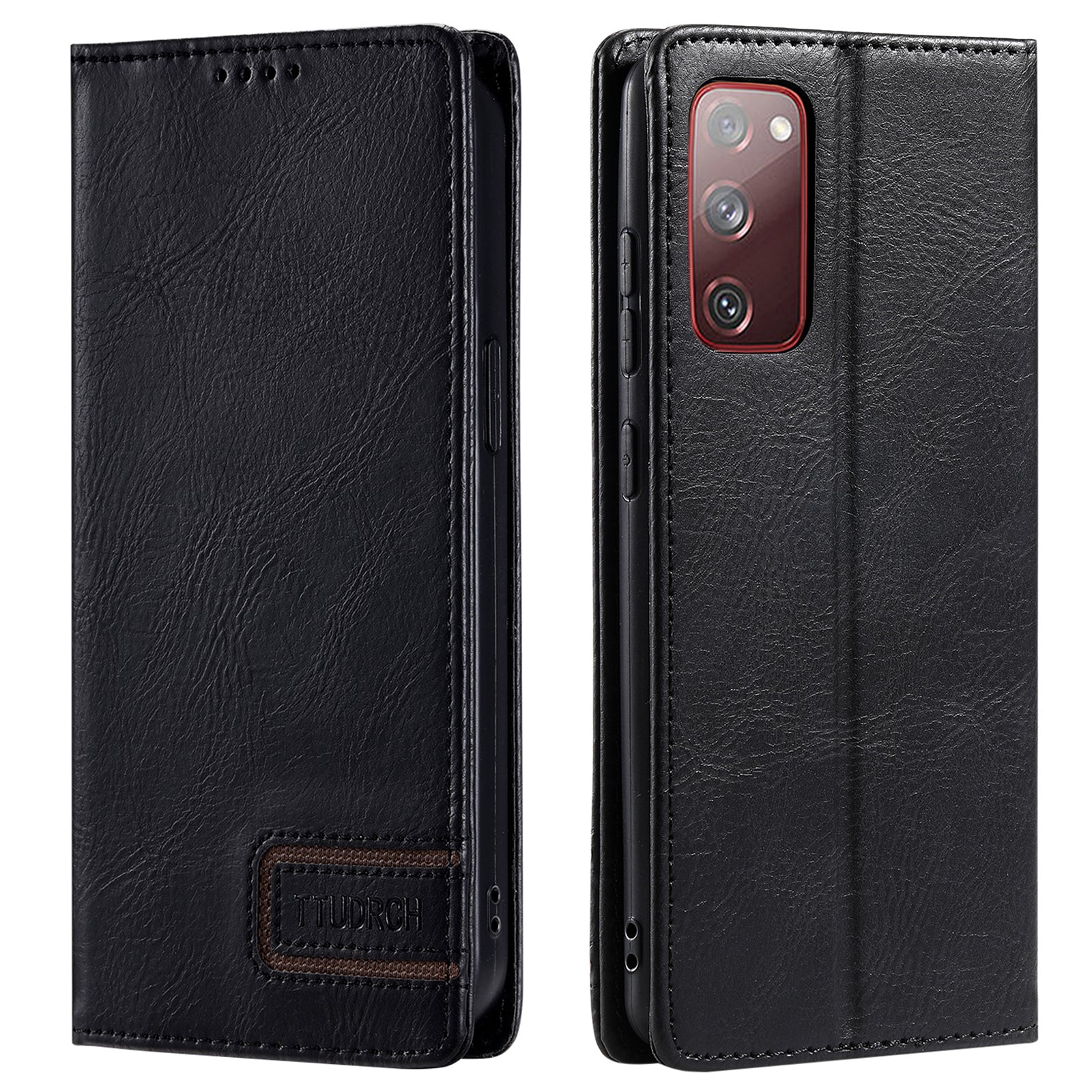 TTUDRCH Style 007 Leather Case for Samsung Galaxy S20 FE / S20 FE 5G / S20 FE 2022 / S20 Lite RFID Blocking Stand Wallet Cover - Black