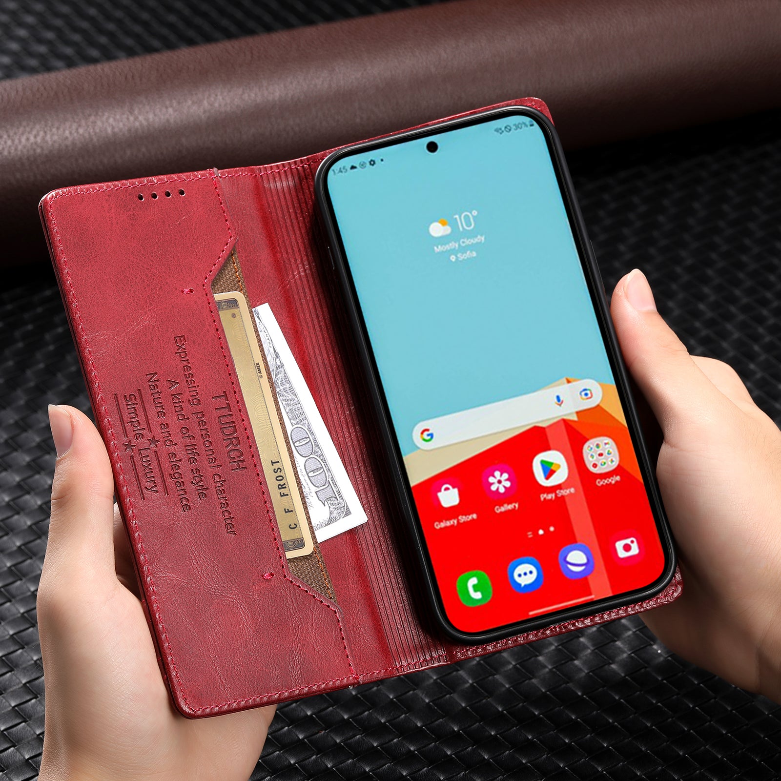 TTUDRCH Style 007 Leather Case for Samsung Galaxy S20 FE / S20 FE 5G / S20 FE 2022 / S20 Lite RFID Blocking Stand Wallet Cover - Wine Red