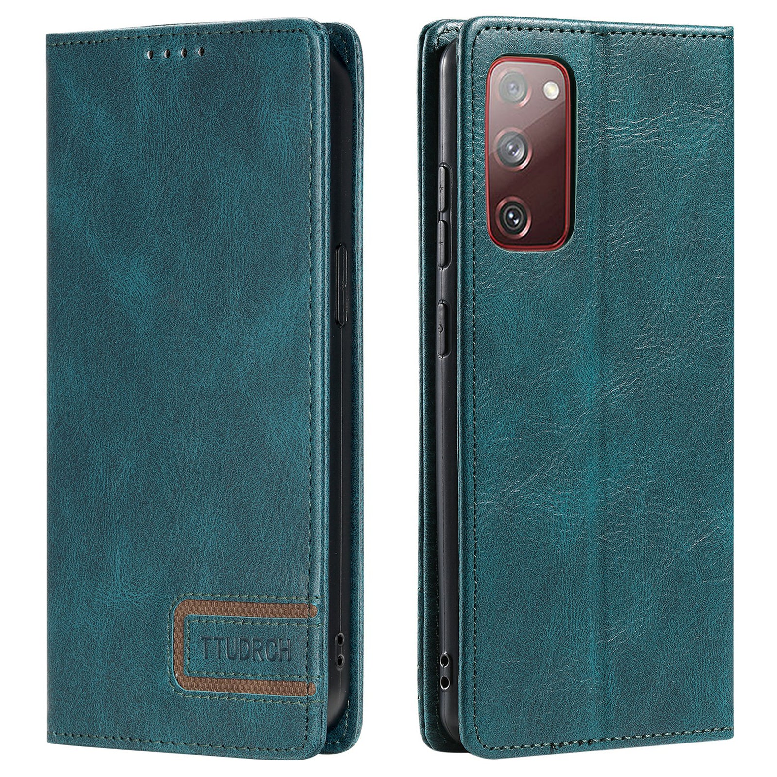 TTUDRCH Style 007 Leather Case for Samsung Galaxy S20 FE / S20 FE 5G / S20 FE 2022 / S20 Lite RFID Blocking Stand Wallet Cover - Green