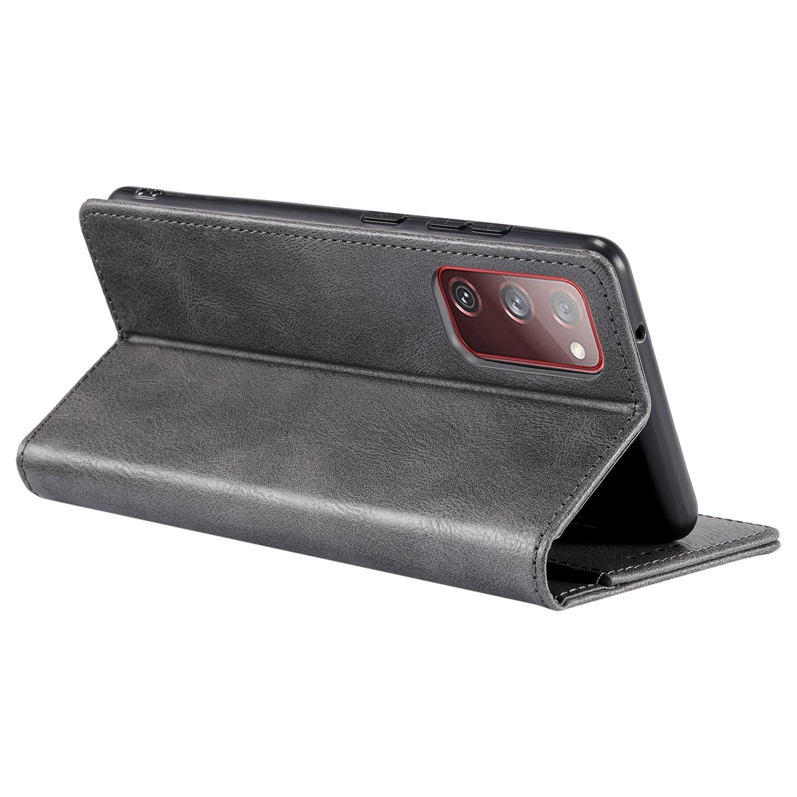 TTUDRCH Style 007 Leather Case for Samsung Galaxy S20 FE / S20 FE 5G / S20 FE 2022 / S20 Lite RFID Blocking Stand Wallet Cover - Grey