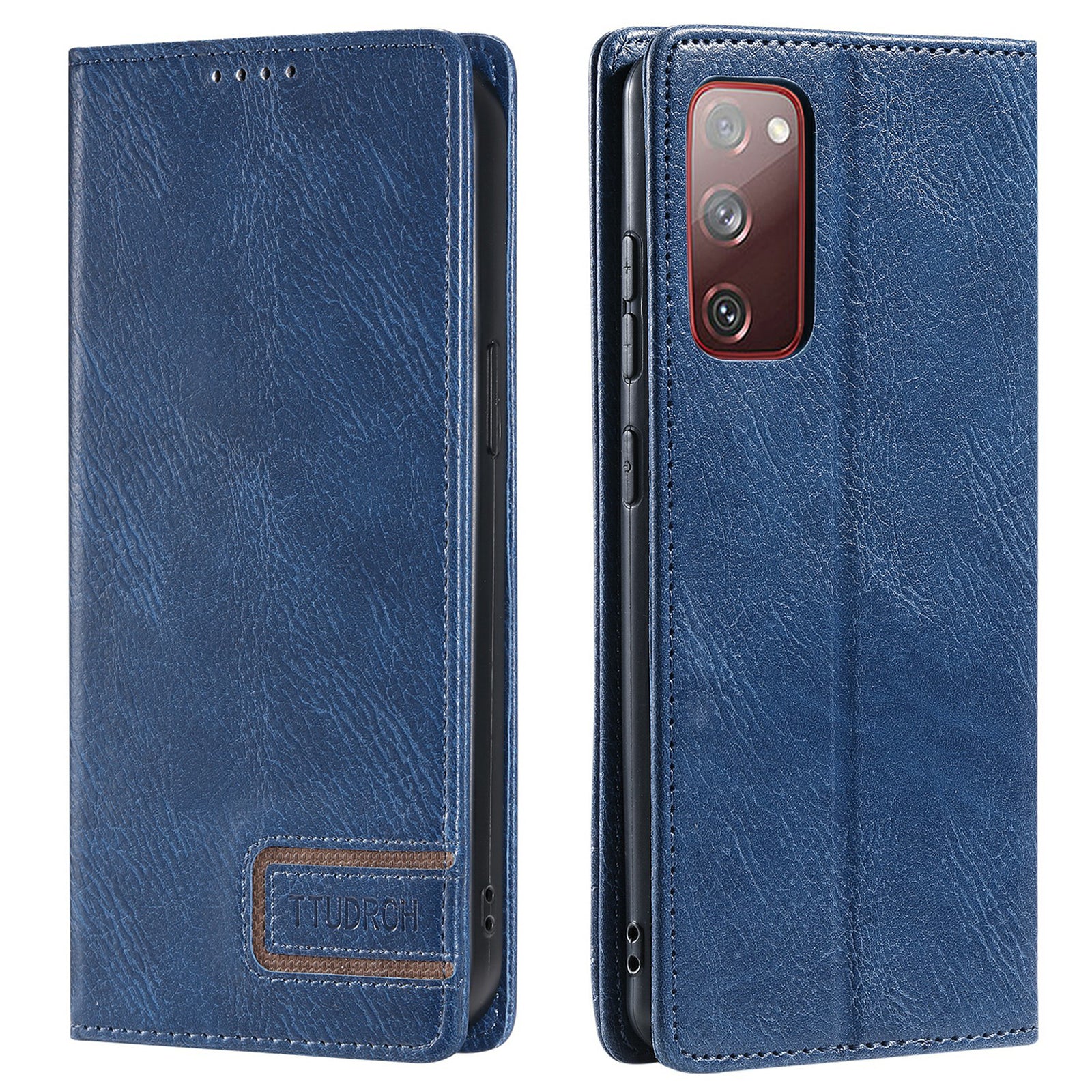 TTUDRCH Style 007 Leather Case for Samsung Galaxy S20 FE / S20 FE 5G / S20 FE 2022 / S20 Lite RFID Blocking Stand Wallet Cover - Blue