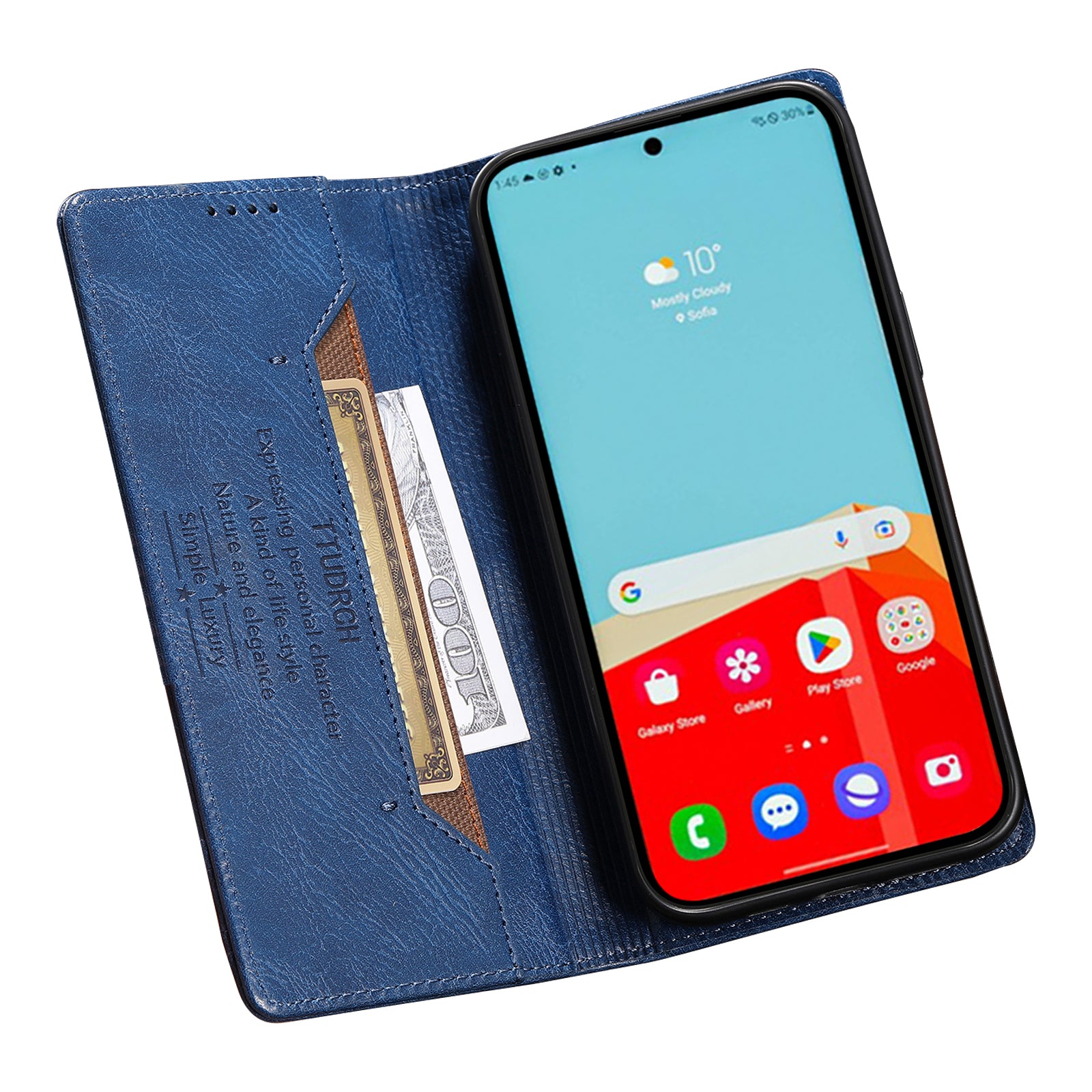 TTUDRCH Style 007 Leather Case for Samsung Galaxy S20 FE / S20 FE 5G / S20 FE 2022 / S20 Lite RFID Blocking Stand Wallet Cover - Blue