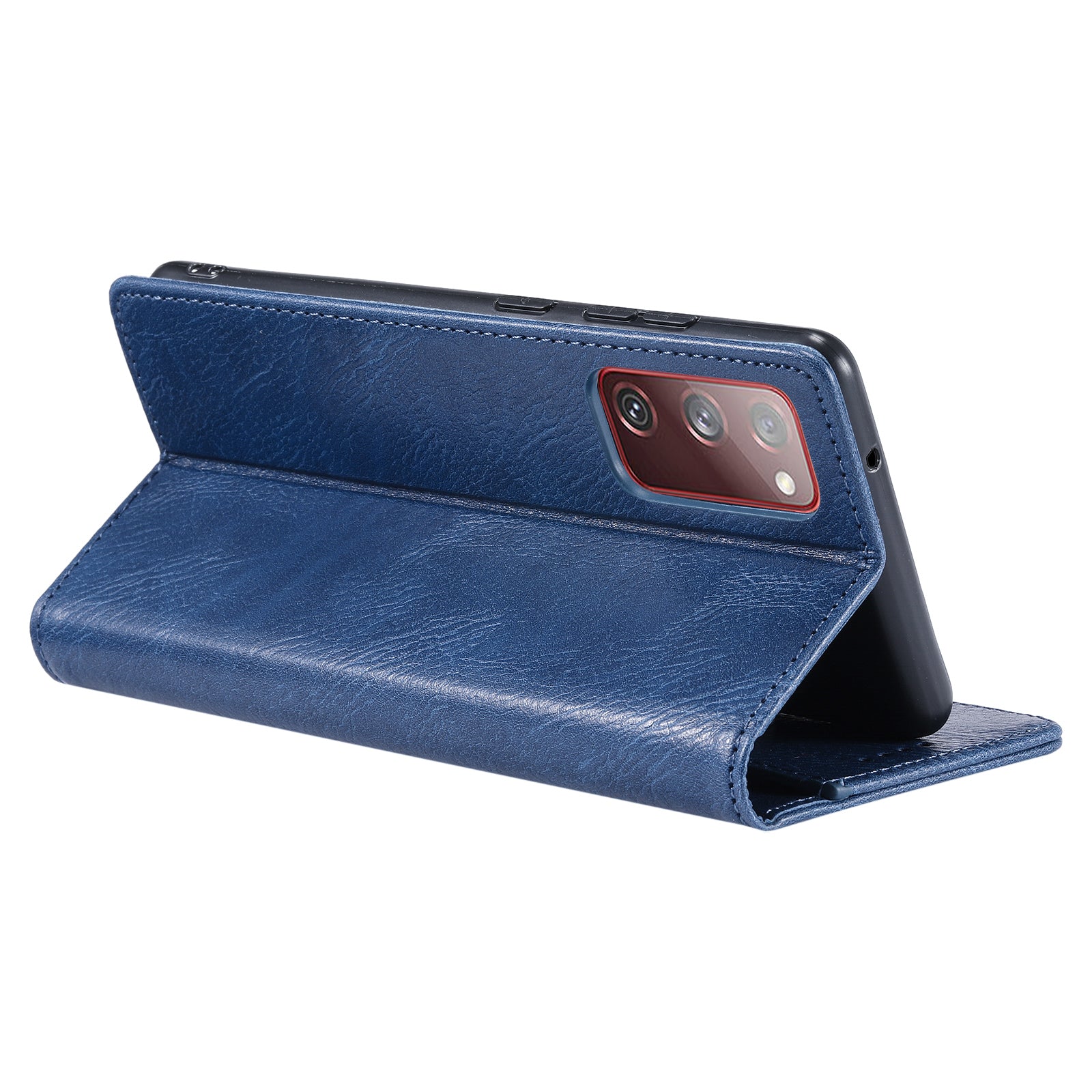 TTUDRCH Style 007 Leather Case for Samsung Galaxy S20 FE / S20 FE 5G / S20 FE 2022 / S20 Lite RFID Blocking Stand Wallet Cover - Blue