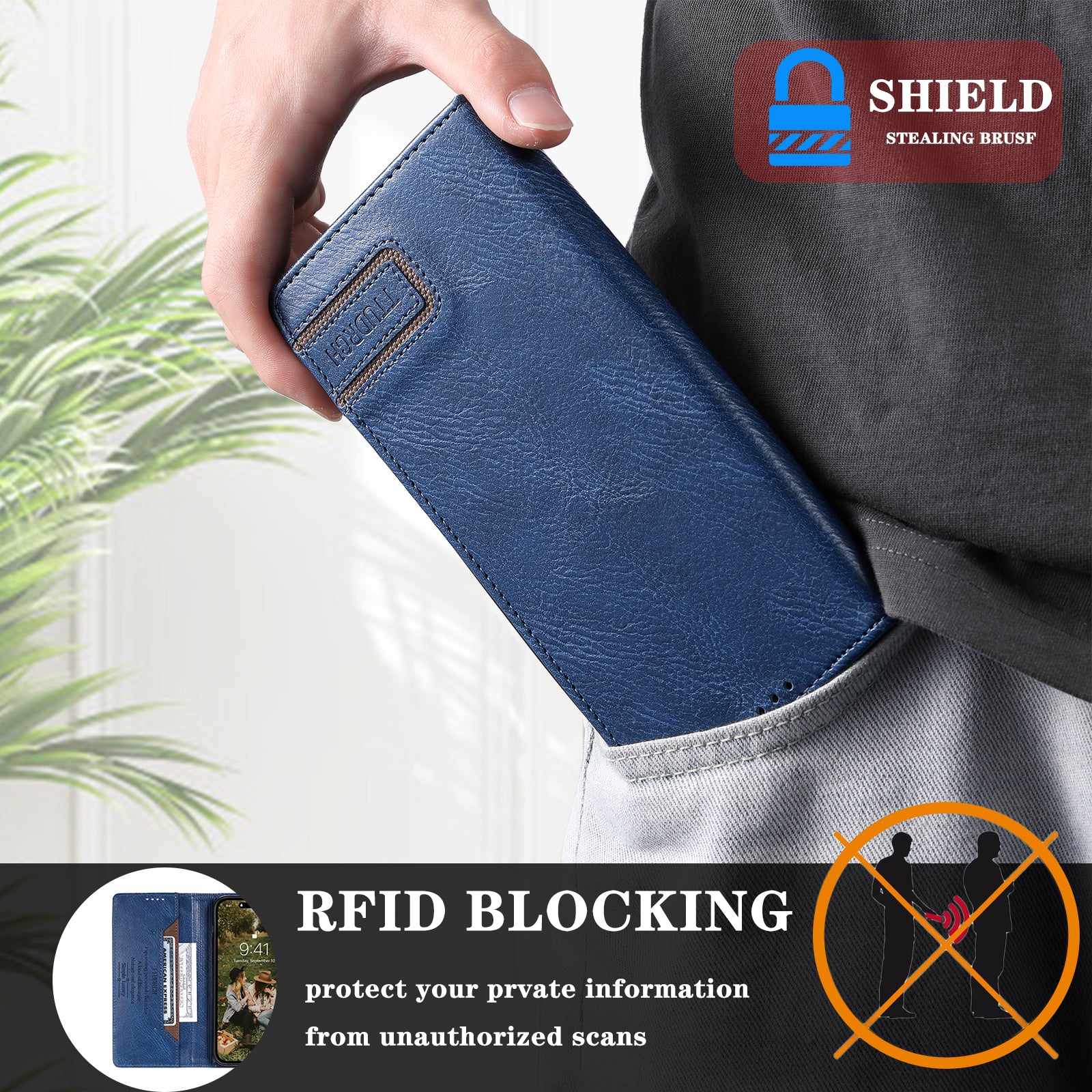 TTUDRCH Style 007 Leather Case for Samsung Galaxy S20 FE / S20 FE 5G / S20 FE 2022 / S20 Lite RFID Blocking Stand Wallet Cover - Blue