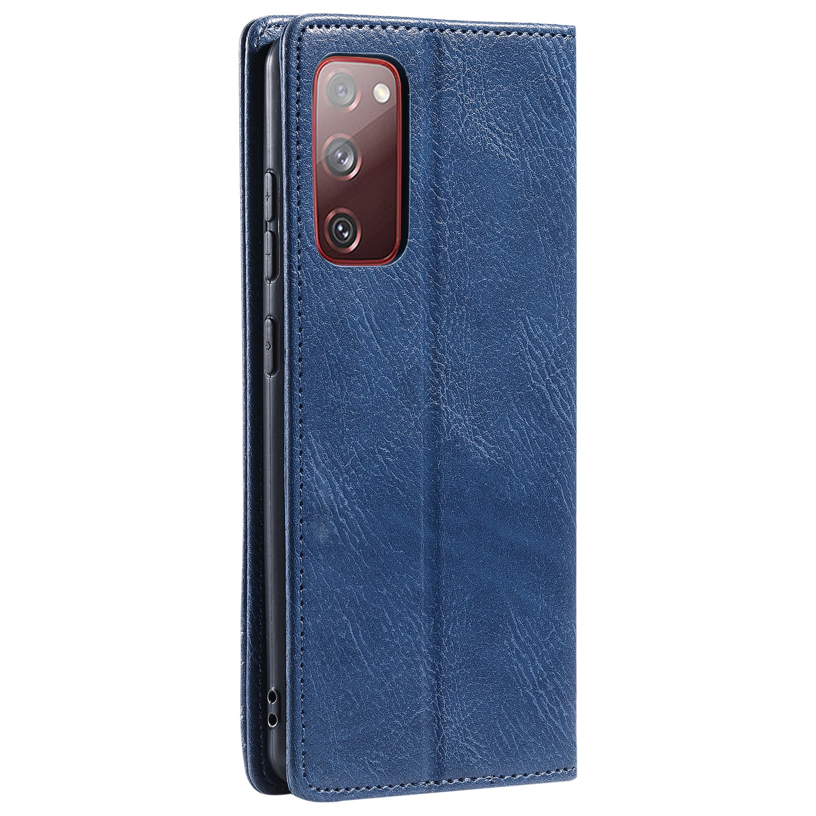 TTUDRCH Style 007 Leather Case for Samsung Galaxy S20 FE / S20 FE 5G / S20 FE 2022 / S20 Lite RFID Blocking Stand Wallet Cover - Blue