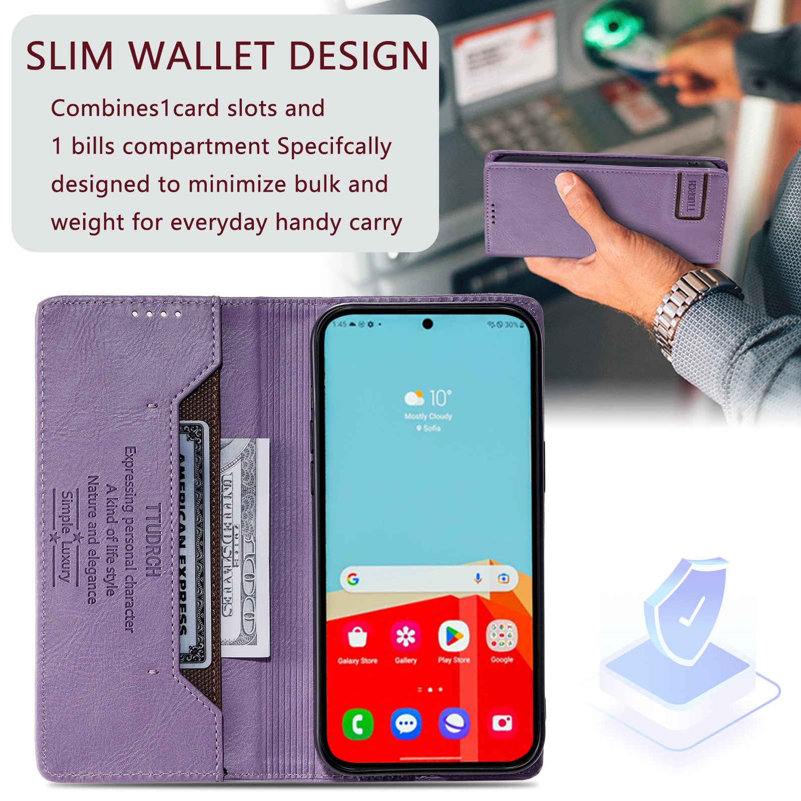 TTUDRCH Style 007 Leather Case for Samsung Galaxy S20 FE / S20 FE 5G / S20 FE 2022 / S20 Lite RFID Blocking Stand Wallet Cover - Purple