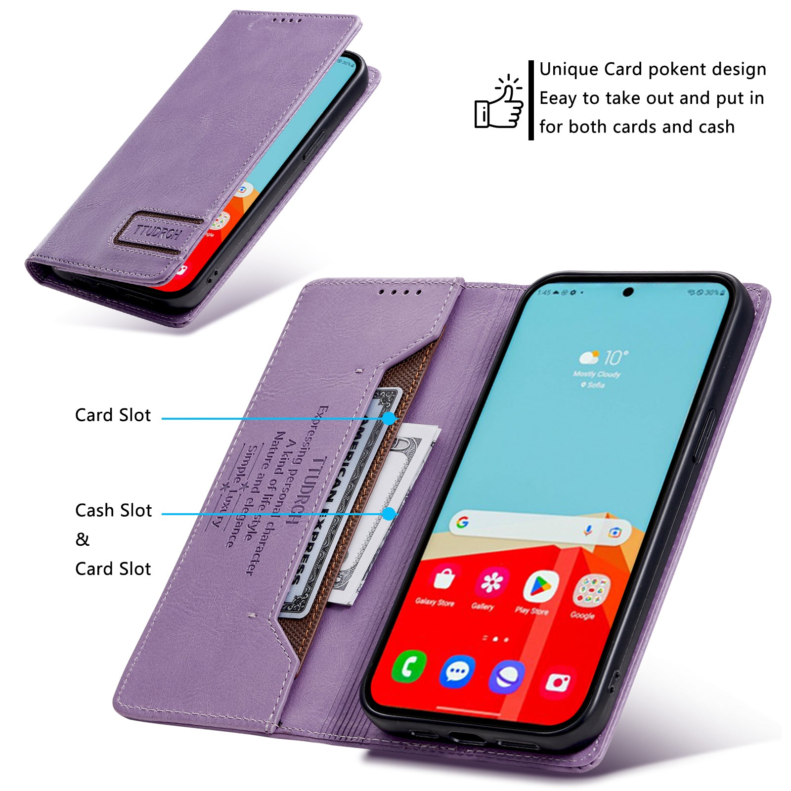 TTUDRCH Style 007 Leather Case for Samsung Galaxy S20 FE / S20 FE 5G / S20 FE 2022 / S20 Lite RFID Blocking Stand Wallet Cover - Purple