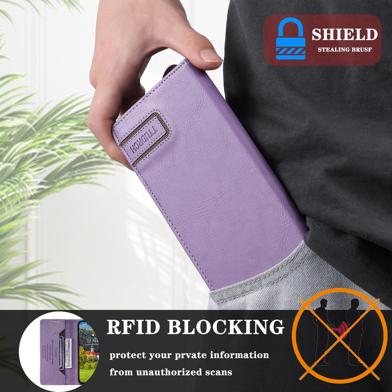 TTUDRCH Style 007 Leather Case for Samsung Galaxy S20 FE / S20 FE 5G / S20 FE 2022 / S20 Lite RFID Blocking Stand Wallet Cover - Purple