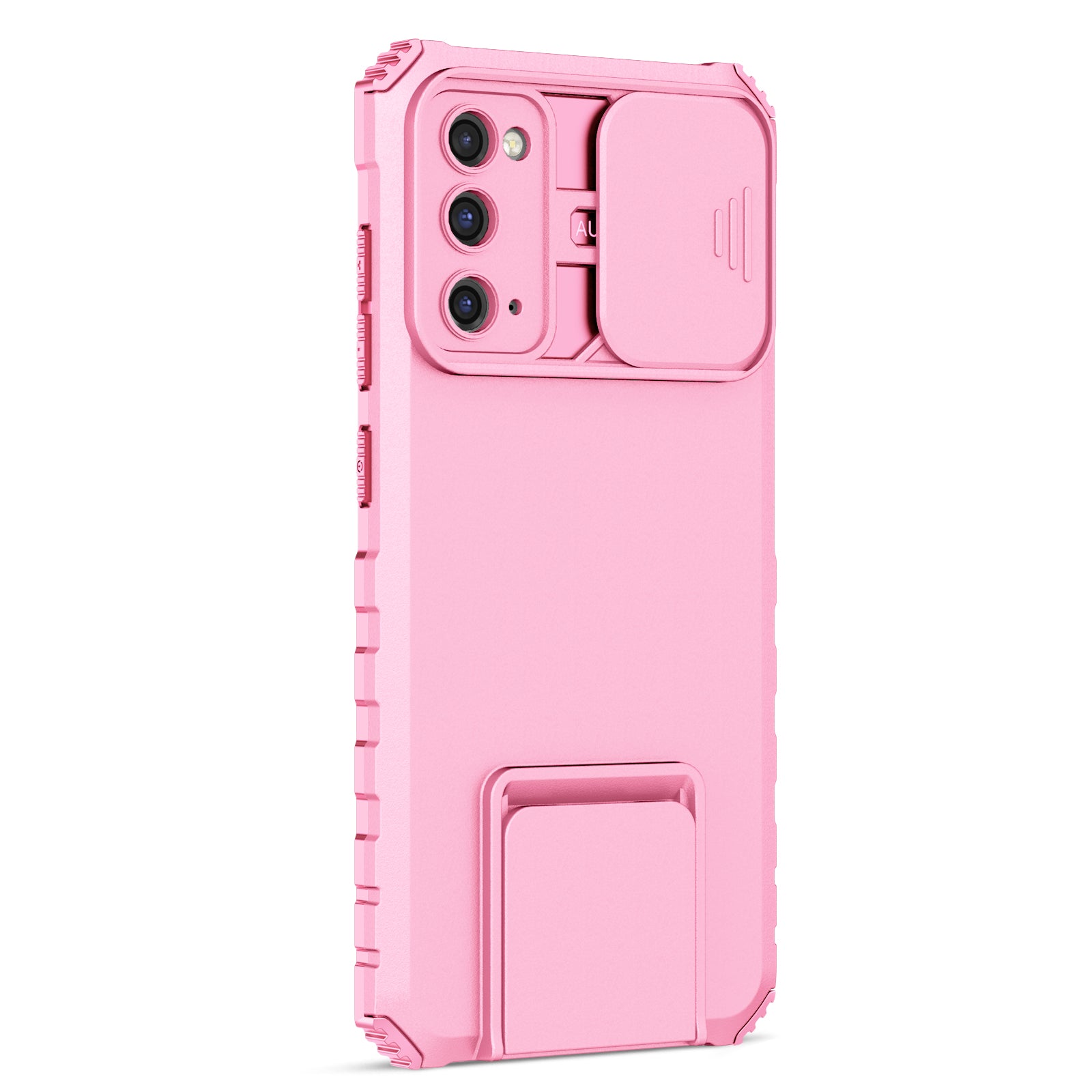 For Samsung Galaxy S20 FE 4G / FE 5G / Lite / FE 2022 Slide Camera Lid Back Cover Kickstand PC+TPU Phone Case - Pink