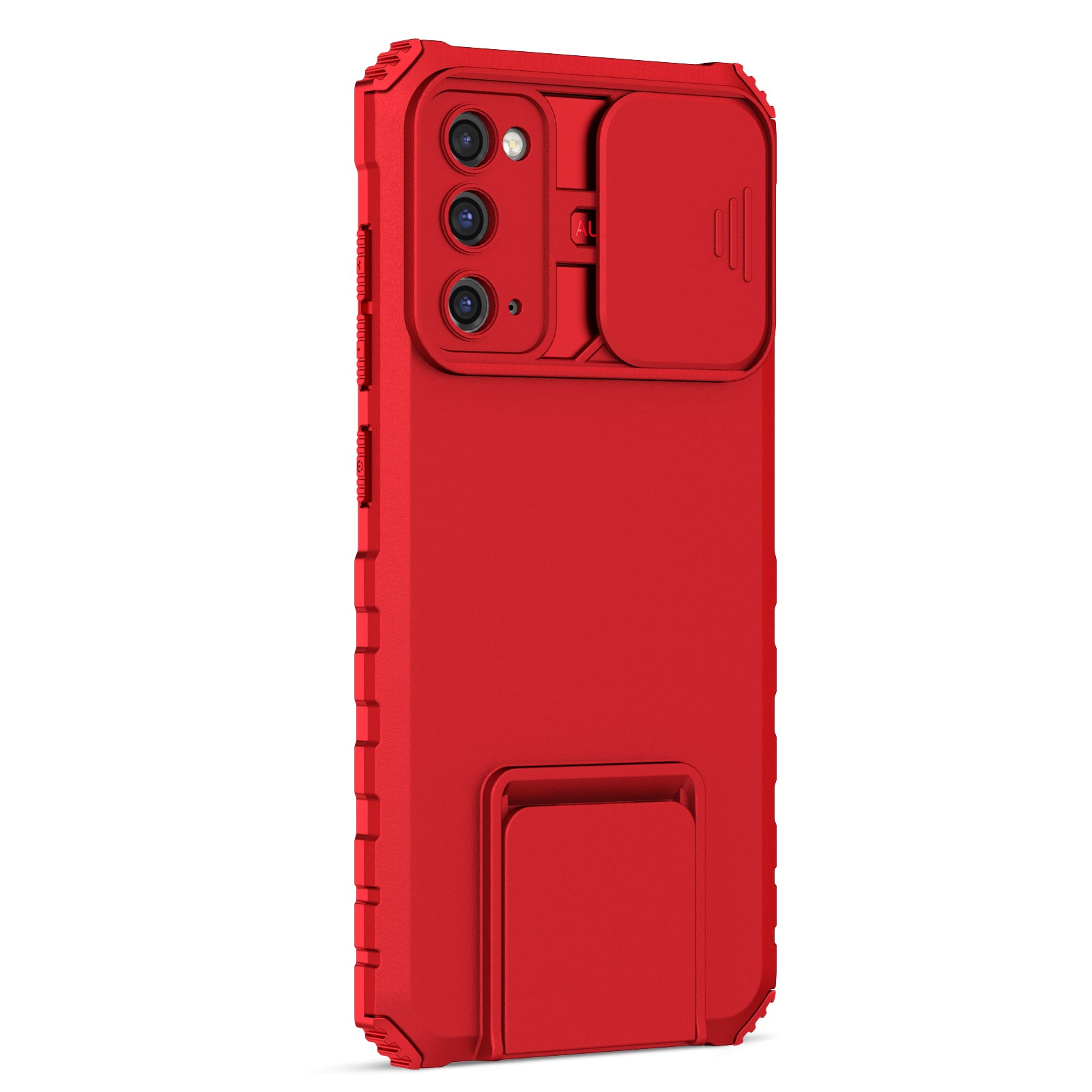 For Samsung Galaxy S20 FE 4G / FE 5G / Lite / FE 2022 Slide Camera Lid Back Cover Kickstand PC+TPU Phone Case - Red