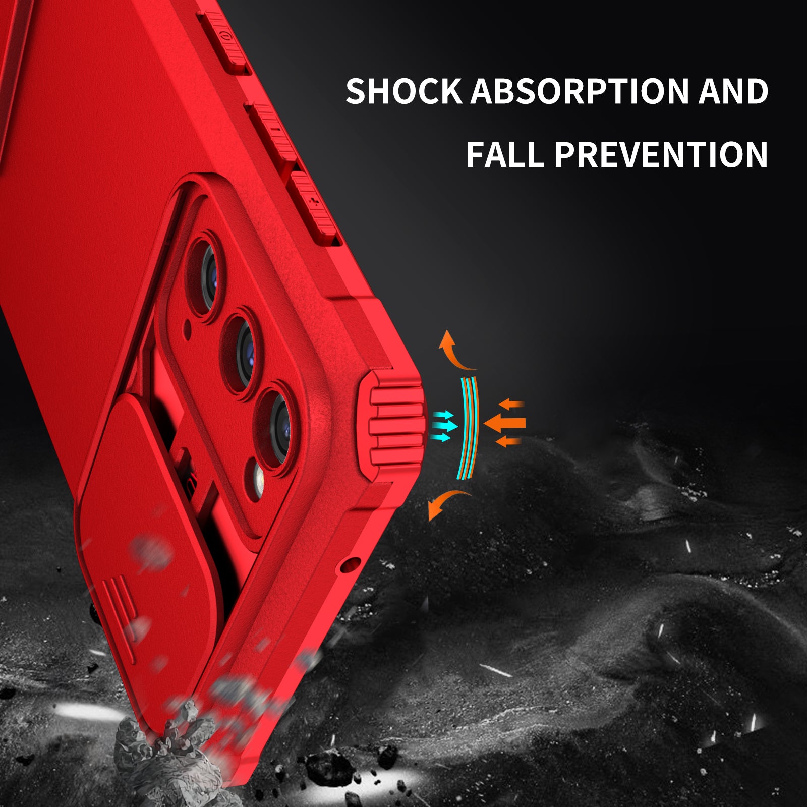 For Samsung Galaxy S20 FE 4G / FE 5G / Lite / FE 2022 Slide Camera Lid Back Cover Kickstand PC+TPU Phone Case - Red