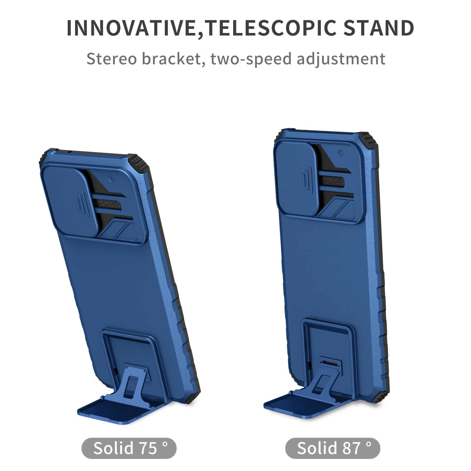 For Samsung Galaxy S20 FE 4G / FE 5G / Lite / FE 2022 Slide Camera Lid Back Cover Kickstand PC+TPU Phone Case - Blue