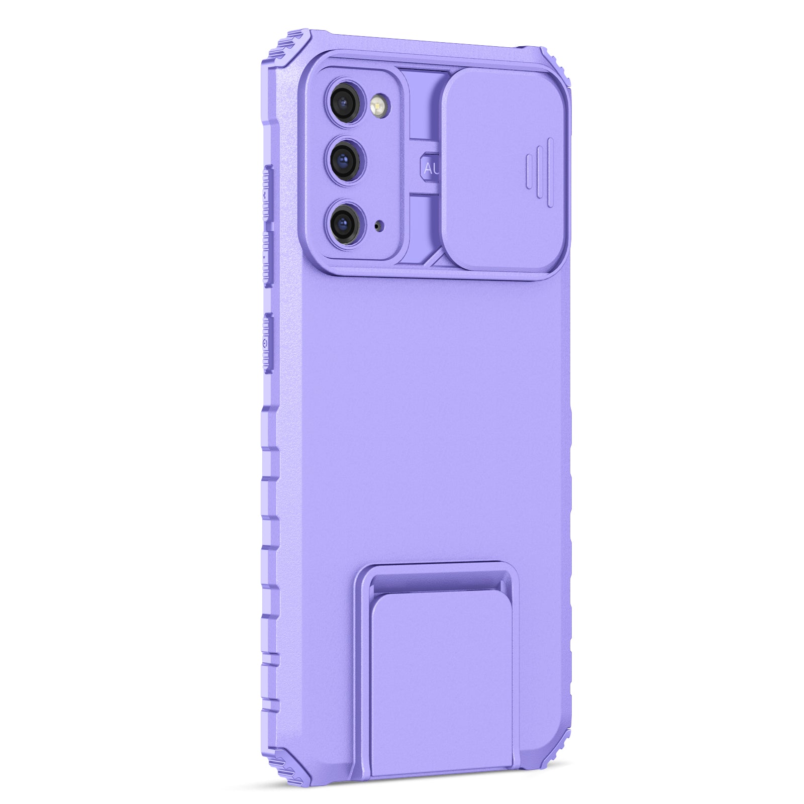 For Samsung Galaxy S20 FE 4G / FE 5G / Lite / FE 2022 Slide Camera Lid Back Cover Kickstand PC+TPU Phone Case - Purple