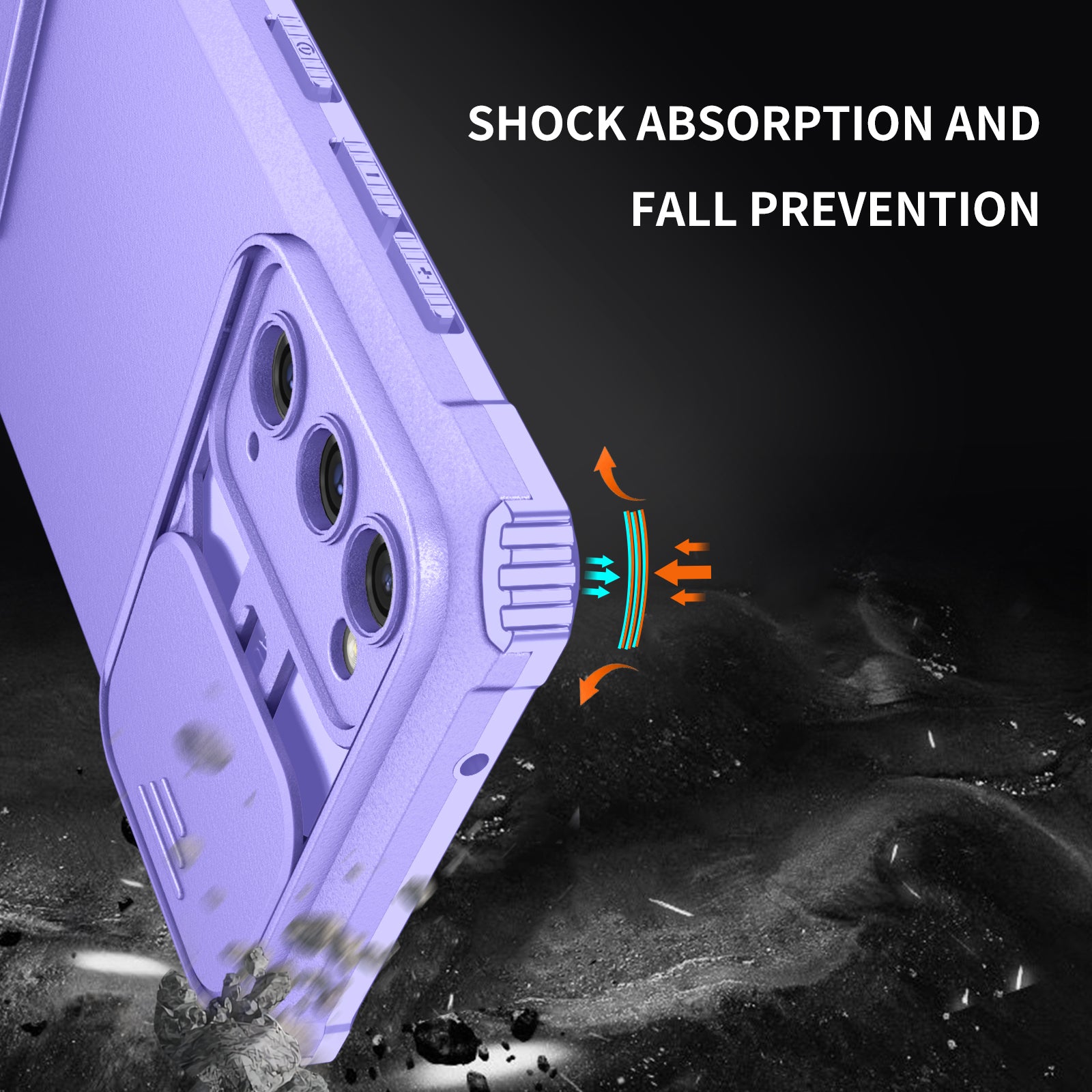 For Samsung Galaxy S20 FE 4G / FE 5G / Lite / FE 2022 Slide Camera Lid Back Cover Kickstand PC+TPU Phone Case - Purple