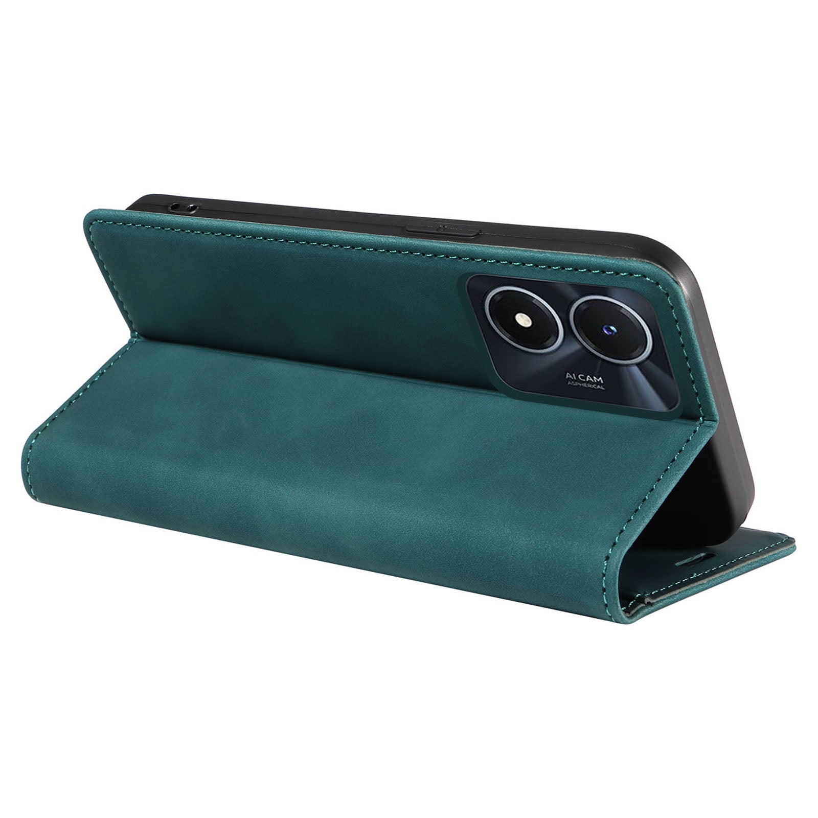 BETOPNICE 003 For vivo Y02s 4G / Y16 4G / Y35 5G / Y56 5G Phone Cover RFID Blocking Wallet Leather Stand Wallet Case - Green