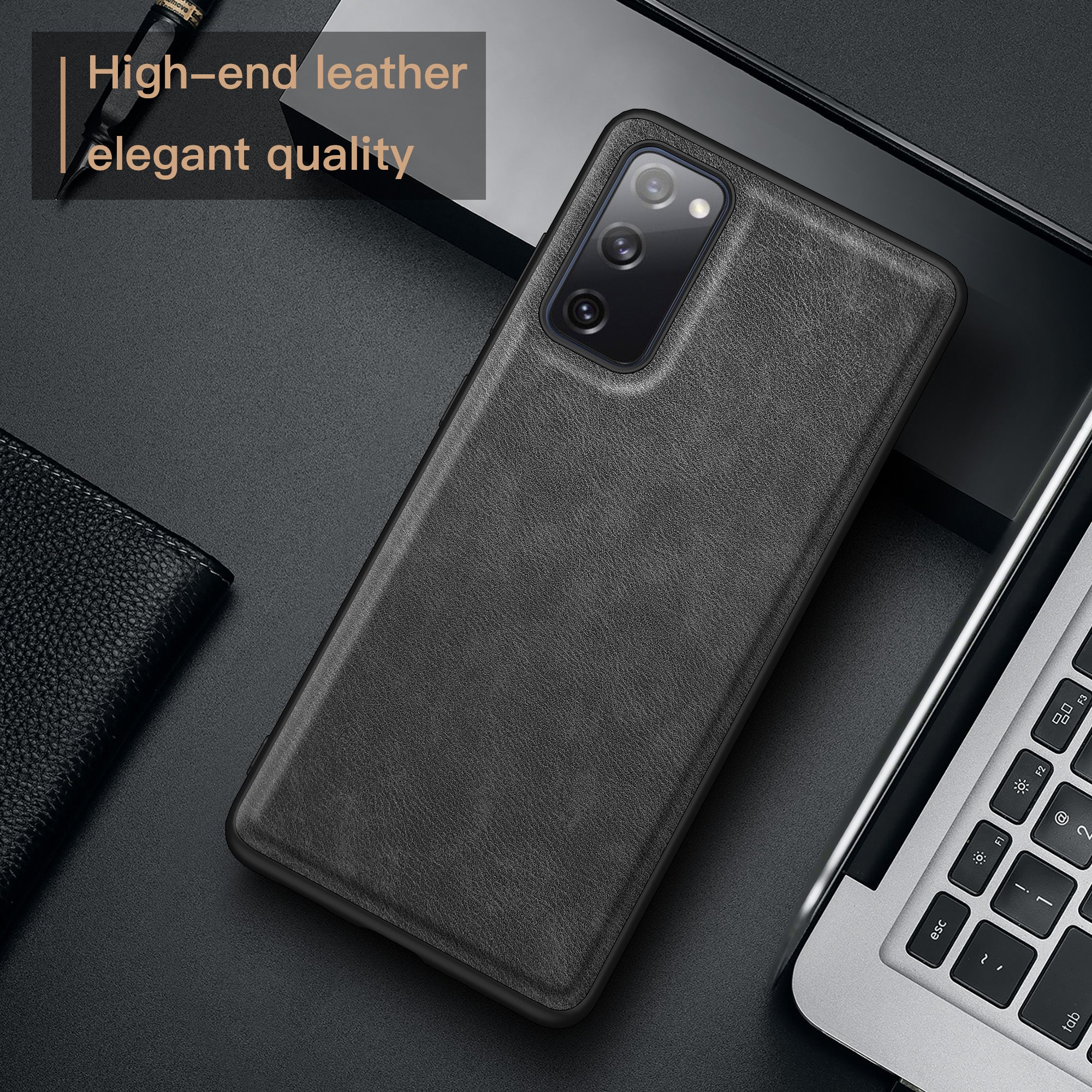 Retro Case for Samsung Galaxy S20 FE 4G / FE 5G / S20 Lite / S20 FE 2022 , PU Leather Coated TPU+PC Phone Cover - Black