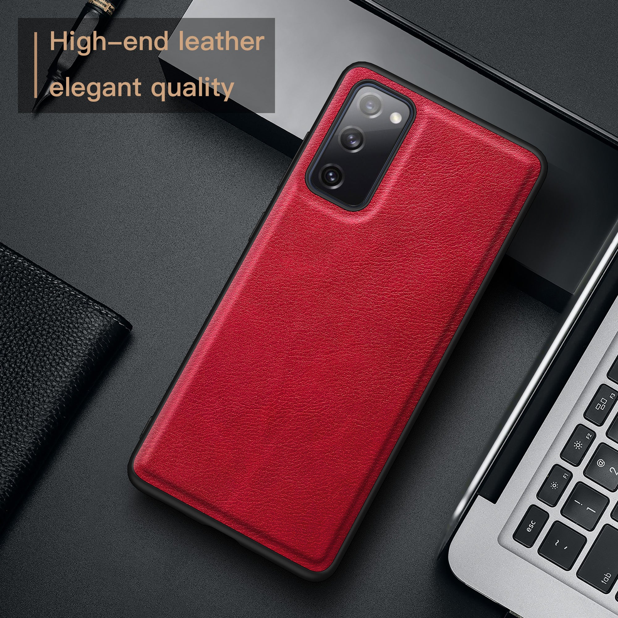 Retro Case for Samsung Galaxy S20 FE 4G / FE 5G / S20 Lite / S20 FE 2022 , PU Leather Coated TPU+PC Phone Cover - Red