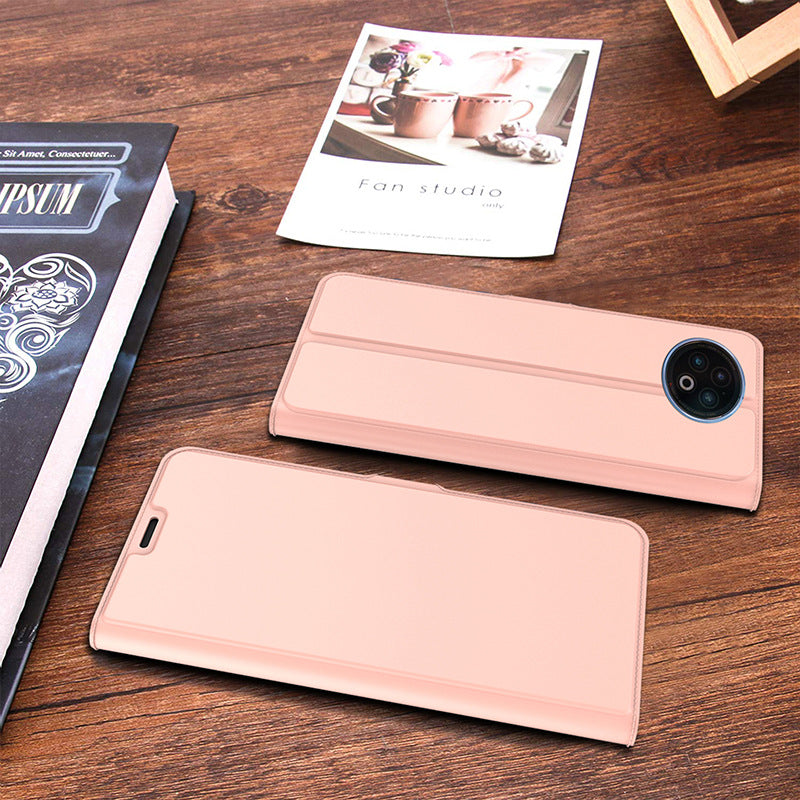 For vivo X Fold2 Anti-Scratch Shell Flip Phone Cover Card Slot PU Leather Stand Full Protection Phone Case - Rose Gold