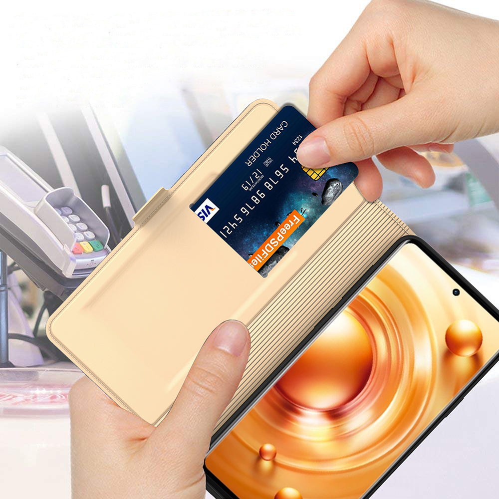 For vivo X Fold2 Anti-Scratch Shell Flip Phone Cover Card Slot PU Leather Stand Full Protection Phone Case - Gold