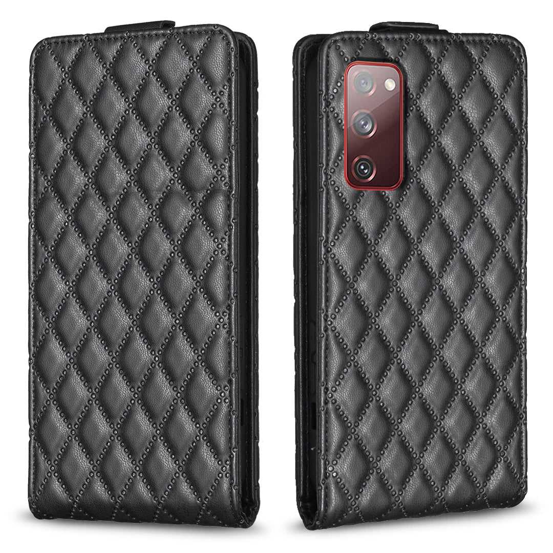 BF30 For Samsung Galaxy S20 FE / FE 5G / FE 2022 / S20 Lite Stand Leather Cover Card Holder Imprinted Vertical Flip Phone Case - Black