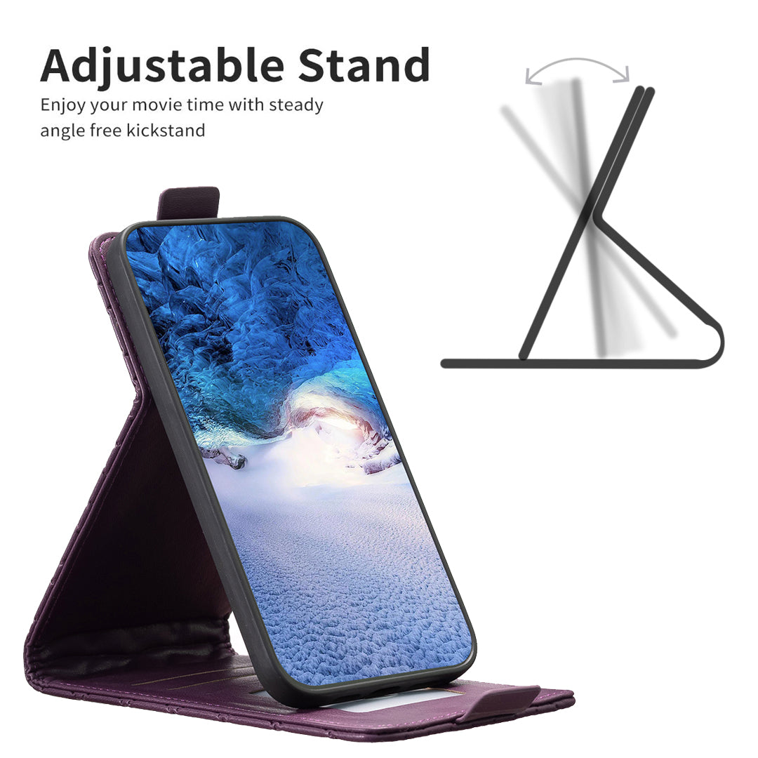 BF30 For Samsung Galaxy S20 FE / FE 5G / FE 2022 / S20 Lite Stand Leather Cover Card Holder Imprinted Vertical Flip Phone Case - Dark Purple