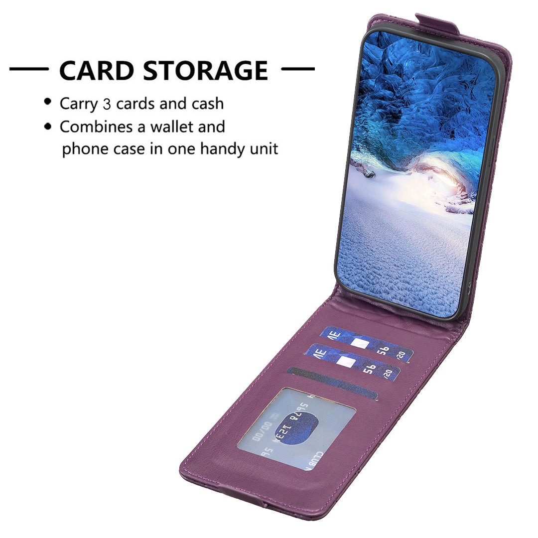 BF30 For Samsung Galaxy S20 FE / FE 5G / FE 2022 / S20 Lite Stand Leather Cover Card Holder Imprinted Vertical Flip Phone Case - Dark Purple