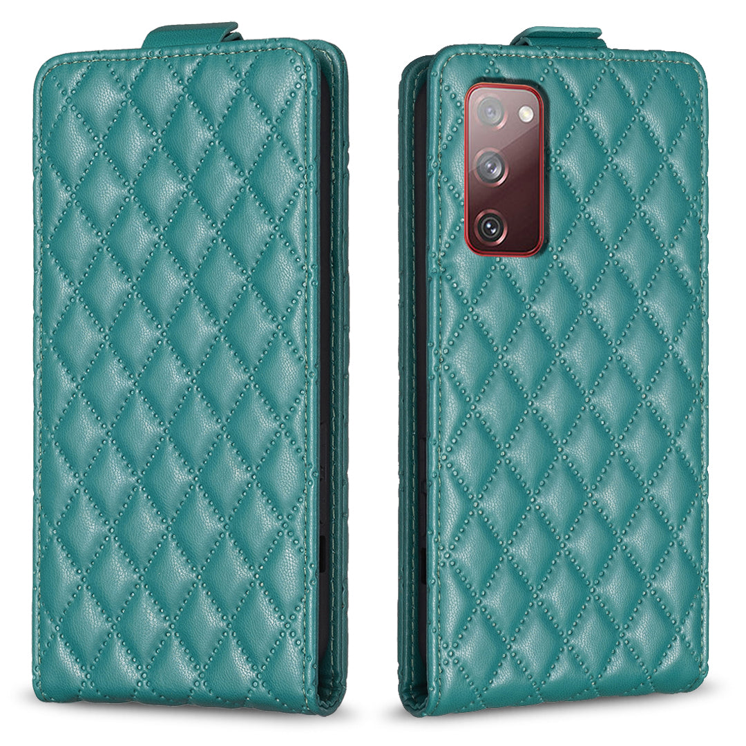 BF30 For Samsung Galaxy S20 FE / FE 5G / FE 2022 / S20 Lite Stand Leather Cover Card Holder Imprinted Vertical Flip Phone Case - Green