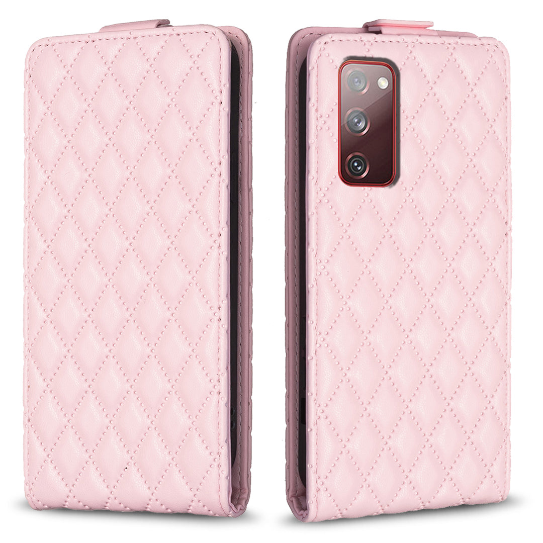 BF30 For Samsung Galaxy S20 FE / FE 5G / FE 2022 / S20 Lite Stand Leather Cover Card Holder Imprinted Vertical Flip Phone Case - Pink