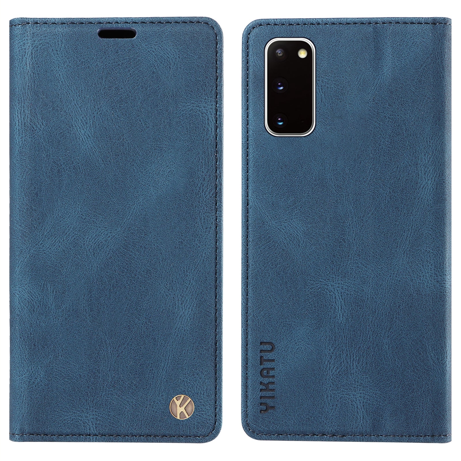 YIKATU YK-004 For Samsung Galaxy S20 FE / S20 FE 5G / S20 FE 2022 / S20 Lite Leather Cover Skin-touch Flip Wallet Stand Phone Case - Blue