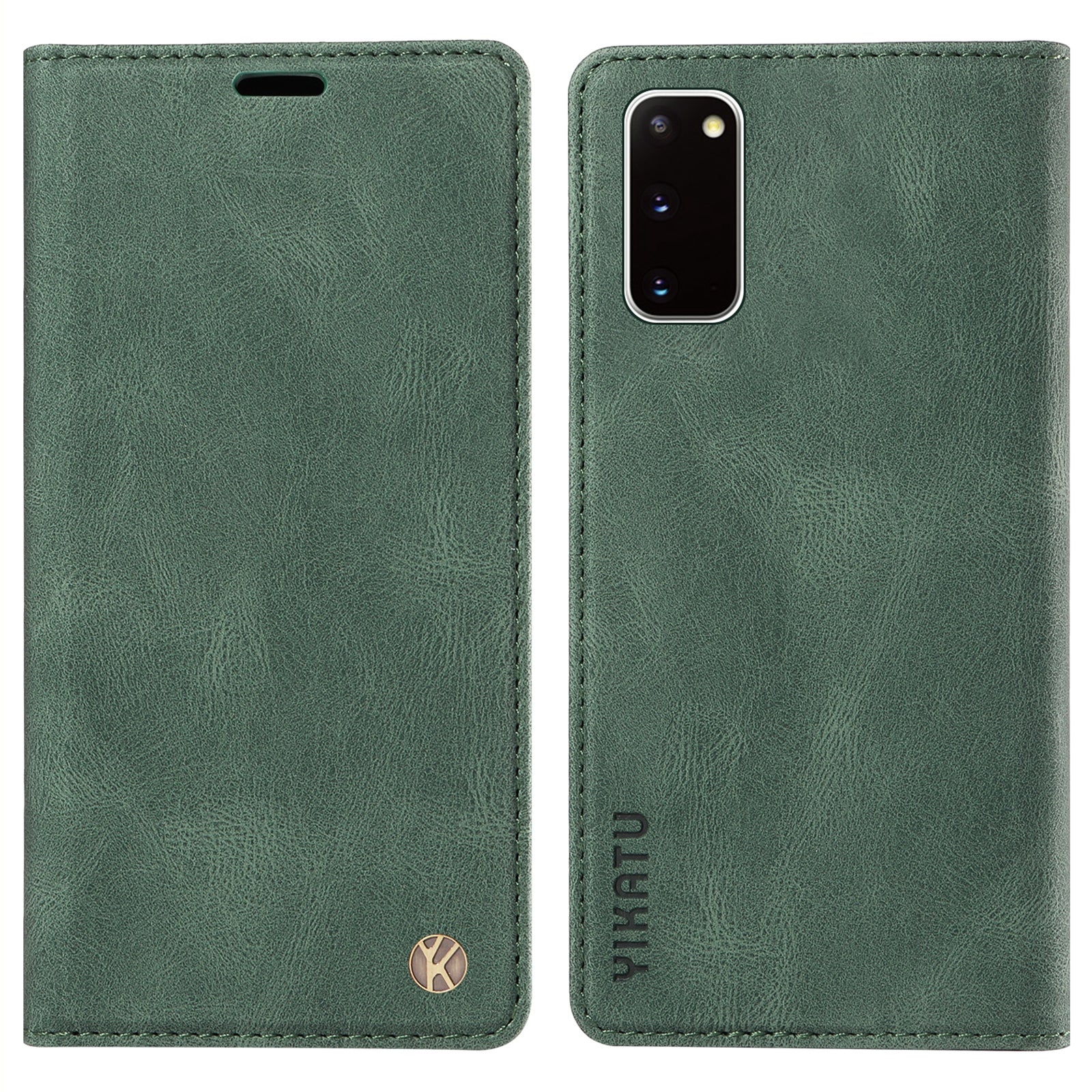 YIKATU YK-004 For Samsung Galaxy S20 FE / S20 FE 5G / S20 FE 2022 / S20 Lite Leather Cover Skin-touch Flip Wallet Stand Phone Case - Green