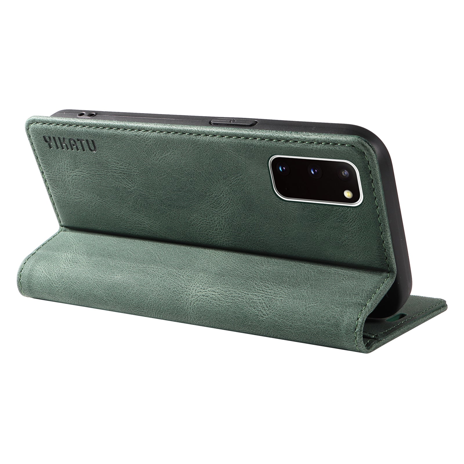 YIKATU YK-004 For Samsung Galaxy S20 FE / S20 FE 5G / S20 FE 2022 / S20 Lite Leather Cover Skin-touch Flip Wallet Stand Phone Case - Green