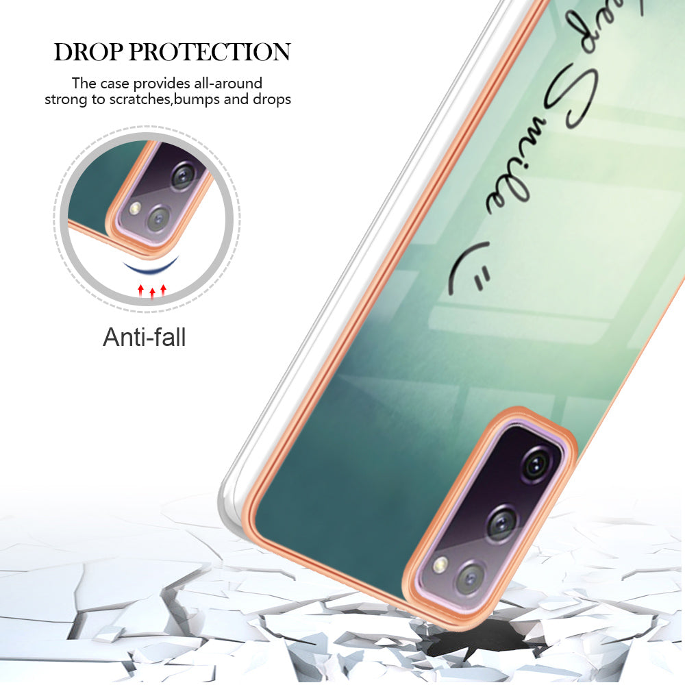 YB IMD Series-19 Style D For Samsung Galaxy S20 FE 5G / S20 FE / S20 FE 2022 / S20 Lite Phone Case 2.0mm TPU IMD Pattern Back Cover - Keep Smile