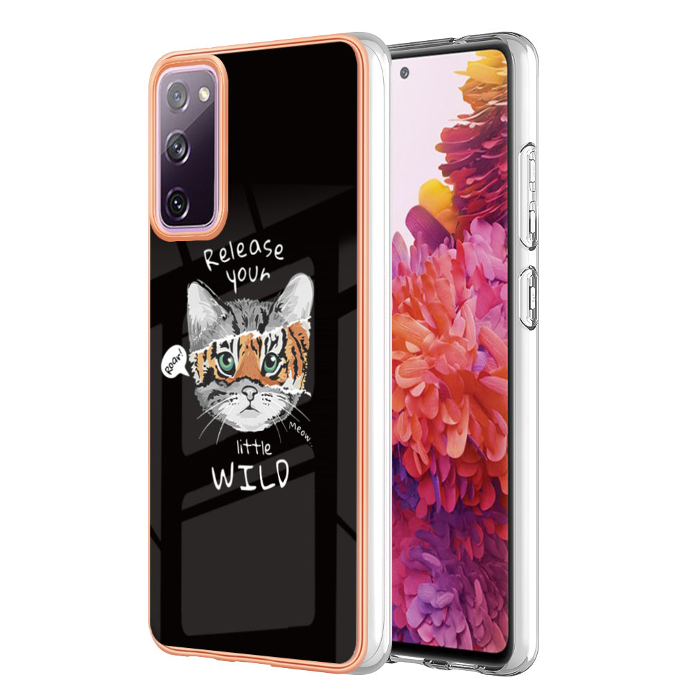 YB IMD Series-19 Style D For Samsung Galaxy S20 FE 5G / S20 FE / S20 FE 2022 / S20 Lite Phone Case 2.0mm TPU IMD Pattern Back Cover - Cat / Tiger