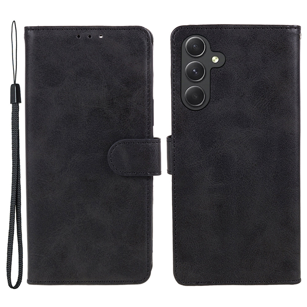 Wallet Flip Case for Samsung Galaxy F34 5G / M34 5G , Calf Texture PU Leather Full Protection Stand Phone Cover - Black