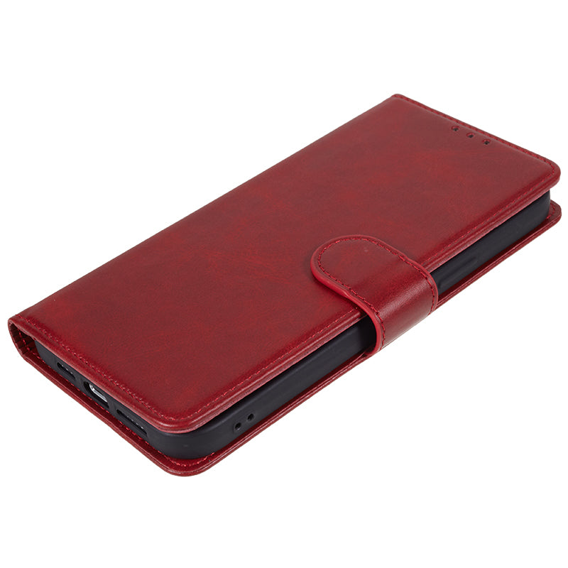 Wallet Flip Case for Samsung Galaxy F34 5G / M34 5G , Calf Texture PU Leather Full Protection Stand Phone Cover - Red