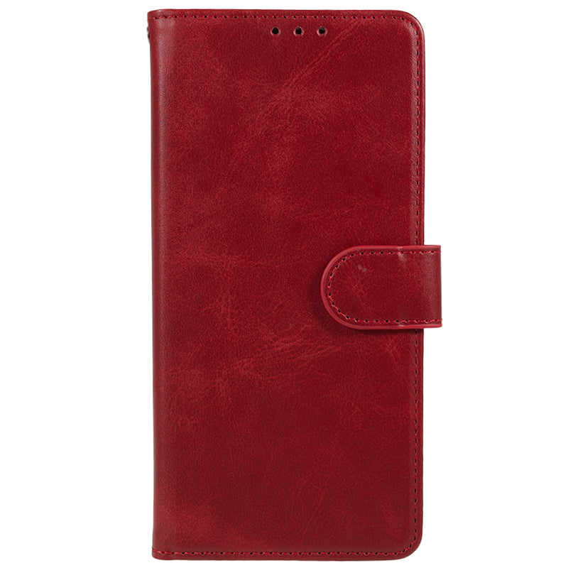 Wallet Flip Case for Samsung Galaxy F34 5G / M34 5G , Calf Texture PU Leather Full Protection Stand Phone Cover - Red