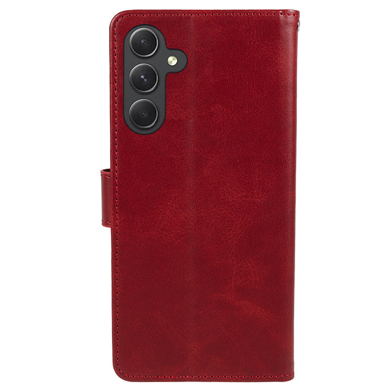 Wallet Flip Case for Samsung Galaxy F34 5G / M34 5G , Calf Texture PU Leather Full Protection Stand Phone Cover - Red