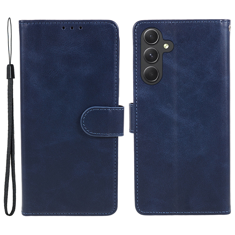 Wallet Flip Case for Samsung Galaxy F34 5G / M34 5G , Calf Texture PU Leather Full Protection Stand Phone Cover - Blue