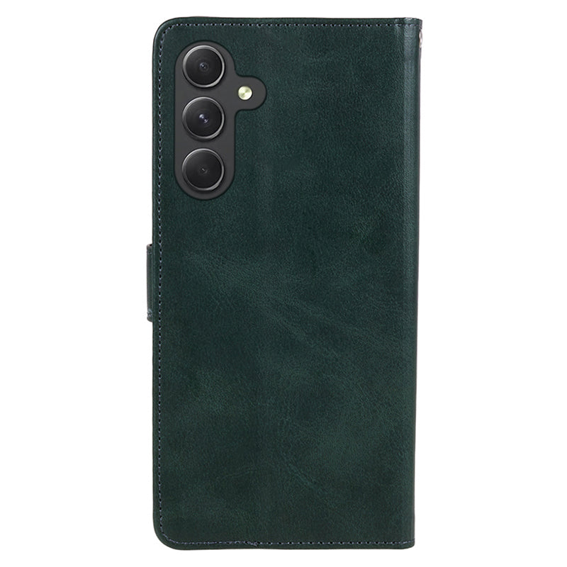 Wallet Flip Case for Samsung Galaxy F34 5G / M34 5G , Calf Texture PU Leather Full Protection Stand Phone Cover - Midnight Green