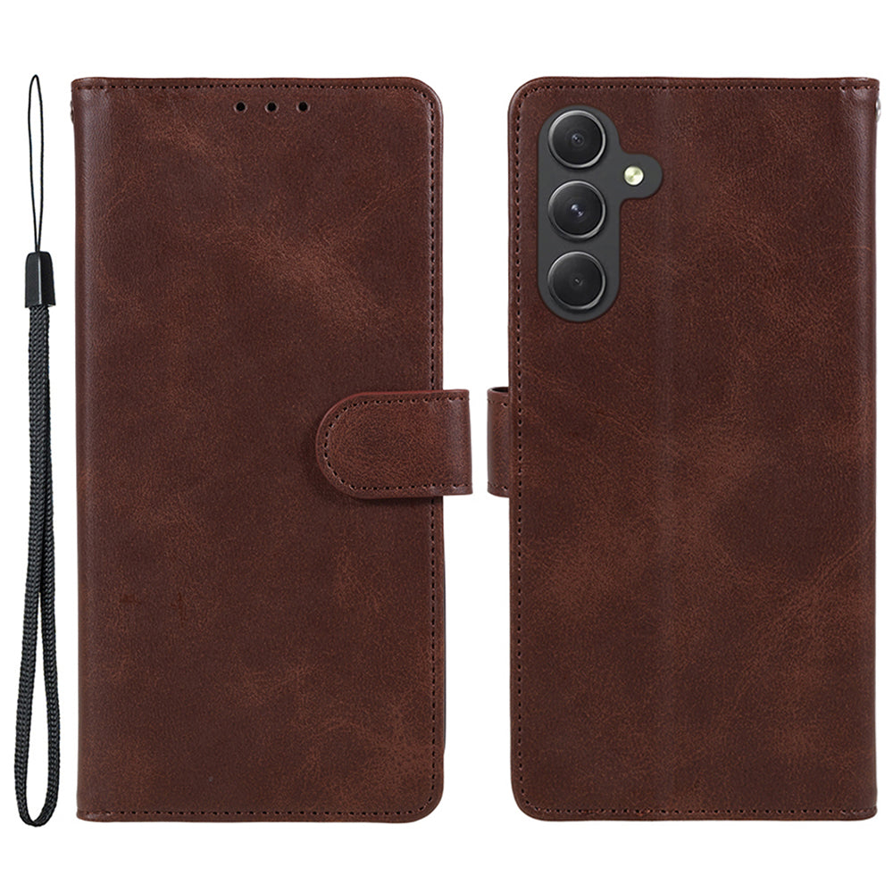 Wallet Flip Case for Samsung Galaxy F34 5G / M34 5G , Calf Texture PU Leather Full Protection Stand Phone Cover - Brown