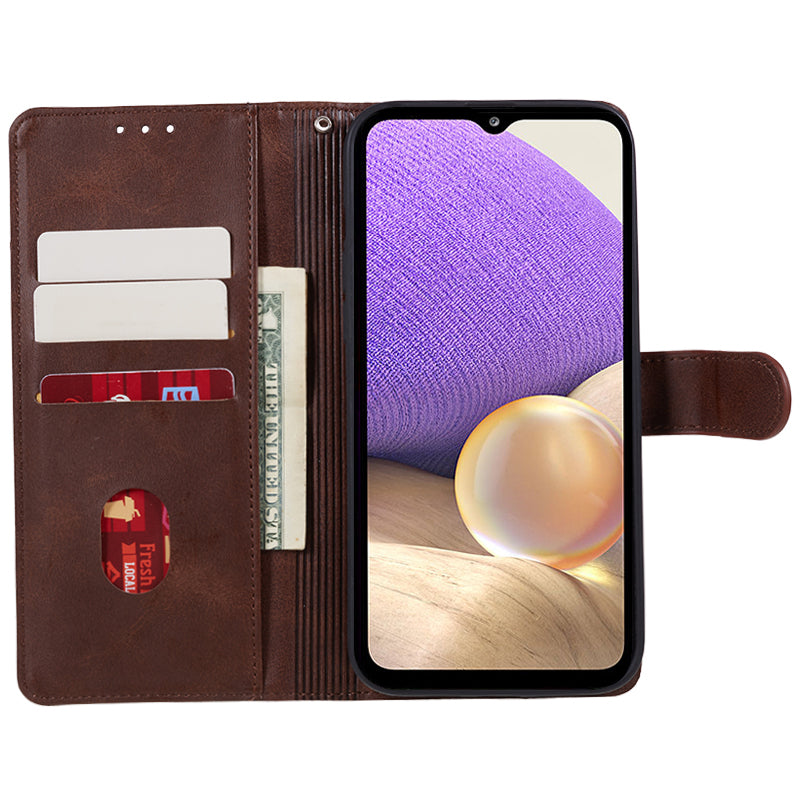 Wallet Flip Case for Samsung Galaxy F34 5G / M34 5G , Calf Texture PU Leather Full Protection Stand Phone Cover - Brown