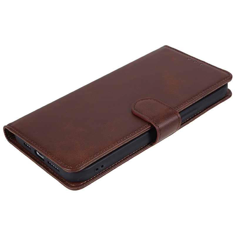 Wallet Flip Case for Samsung Galaxy F34 5G / M34 5G , Calf Texture PU Leather Full Protection Stand Phone Cover - Brown