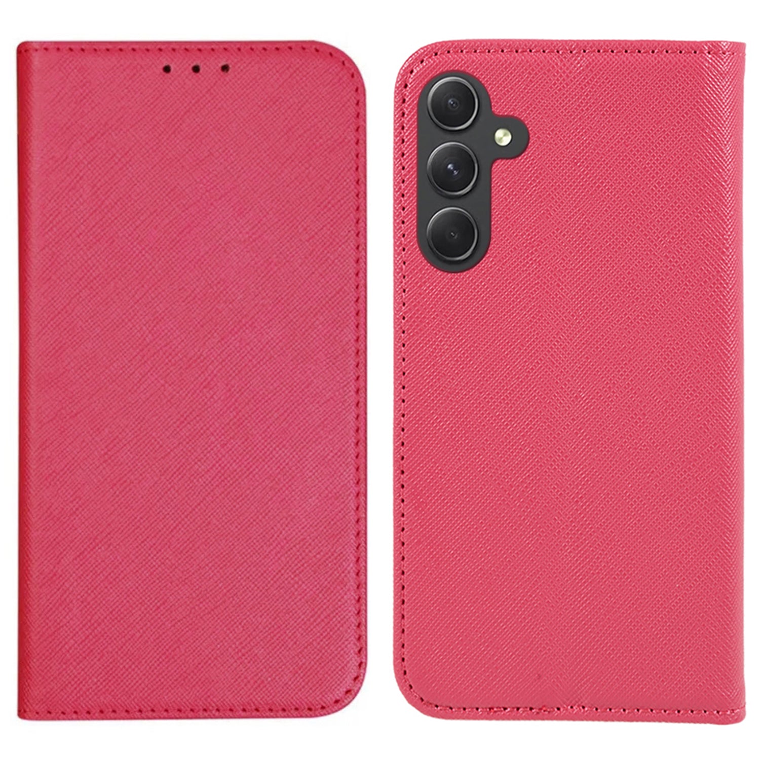 Cross Texture Shell for Samsung Galaxy F34 5G / M34 5G , Phone Case PU Leather Stand Flip Wallet Cover - Pink