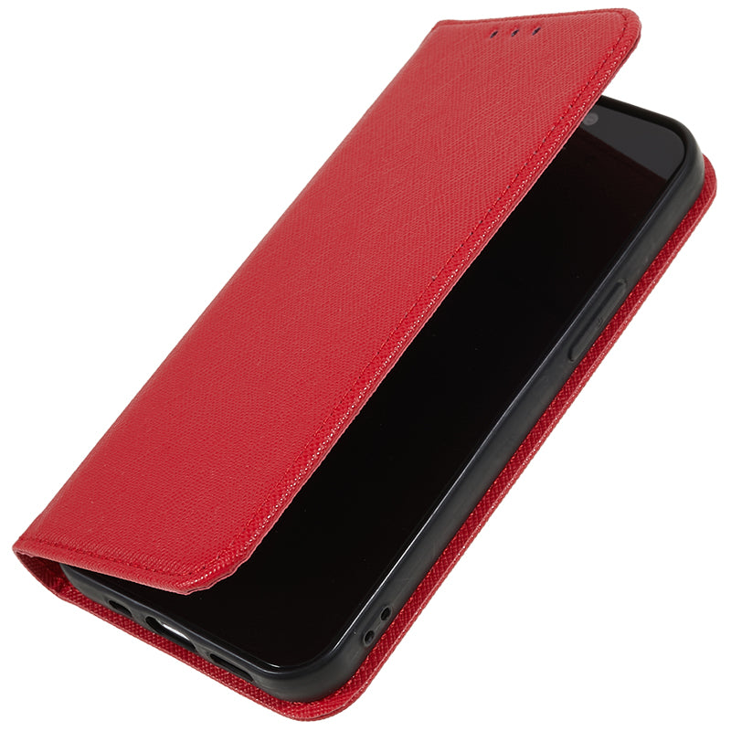 Cross Texture Shell for Samsung Galaxy F34 5G / M34 5G , Phone Case PU Leather Stand Flip Wallet Cover - Red