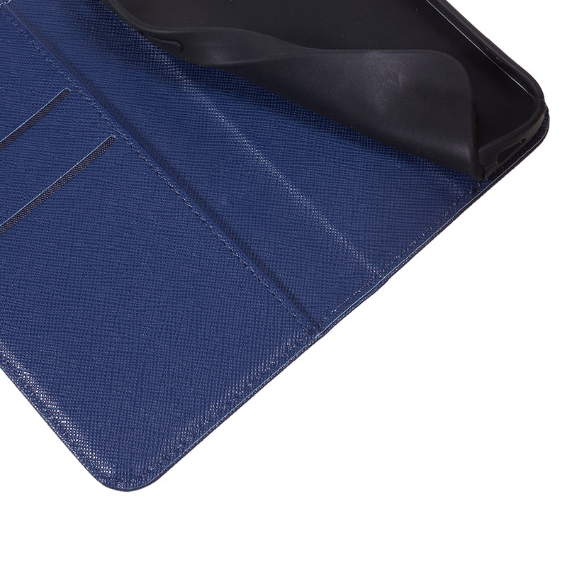 Cross Texture Shell for Samsung Galaxy F34 5G / M34 5G , Phone Case PU Leather Stand Flip Wallet Cover - Dark Blue